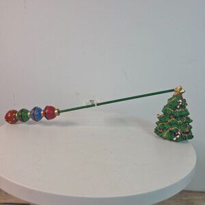 Vintage Christmas Tree Candle Snuffer With Hand-Painted Ornament Accents & Detai